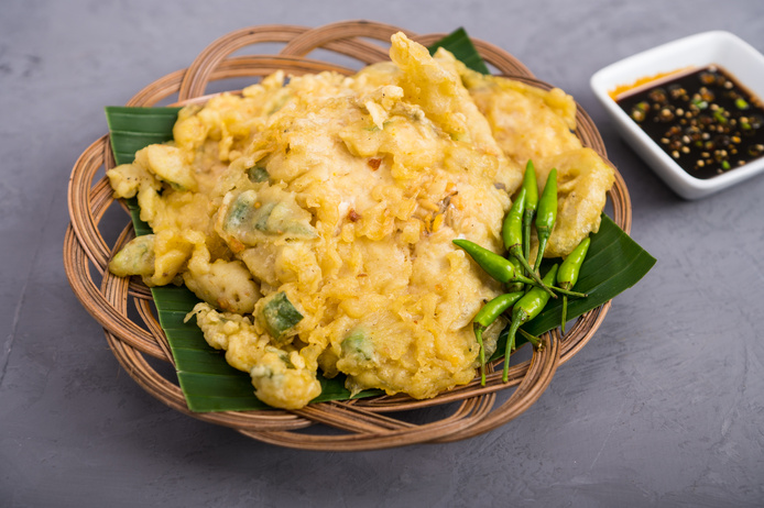 Indonesian Food Plate of Tempe Mendoan